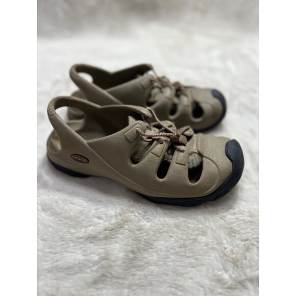 Crocs Mens Khaki Outdoor Sandals With Adjustable Lace women size 8 mens size 6 - Picture 8 of 9